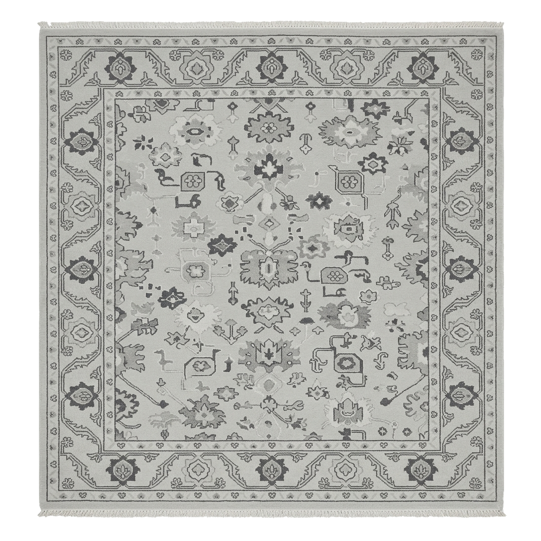 Monochrome Heritage Hand Knotted Square Rug