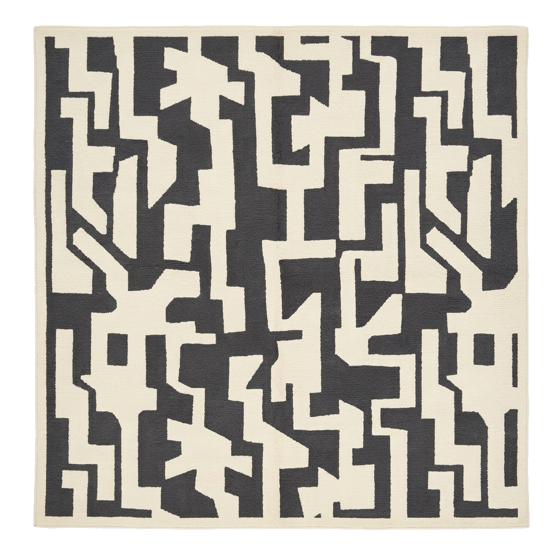 Monochrome Maze Hand Knotted Rug