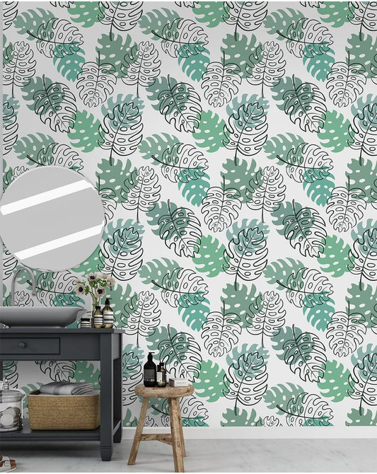 Monstera Palm Leaves Sketch Removable Wallpaper Monstera Palm Leaves Sketch Removable Wallpaper Monstera Palm Leaves Sketch Removable Wallpaper 