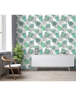 Monstera Palm Leaves Sketch Removable Wallpaper