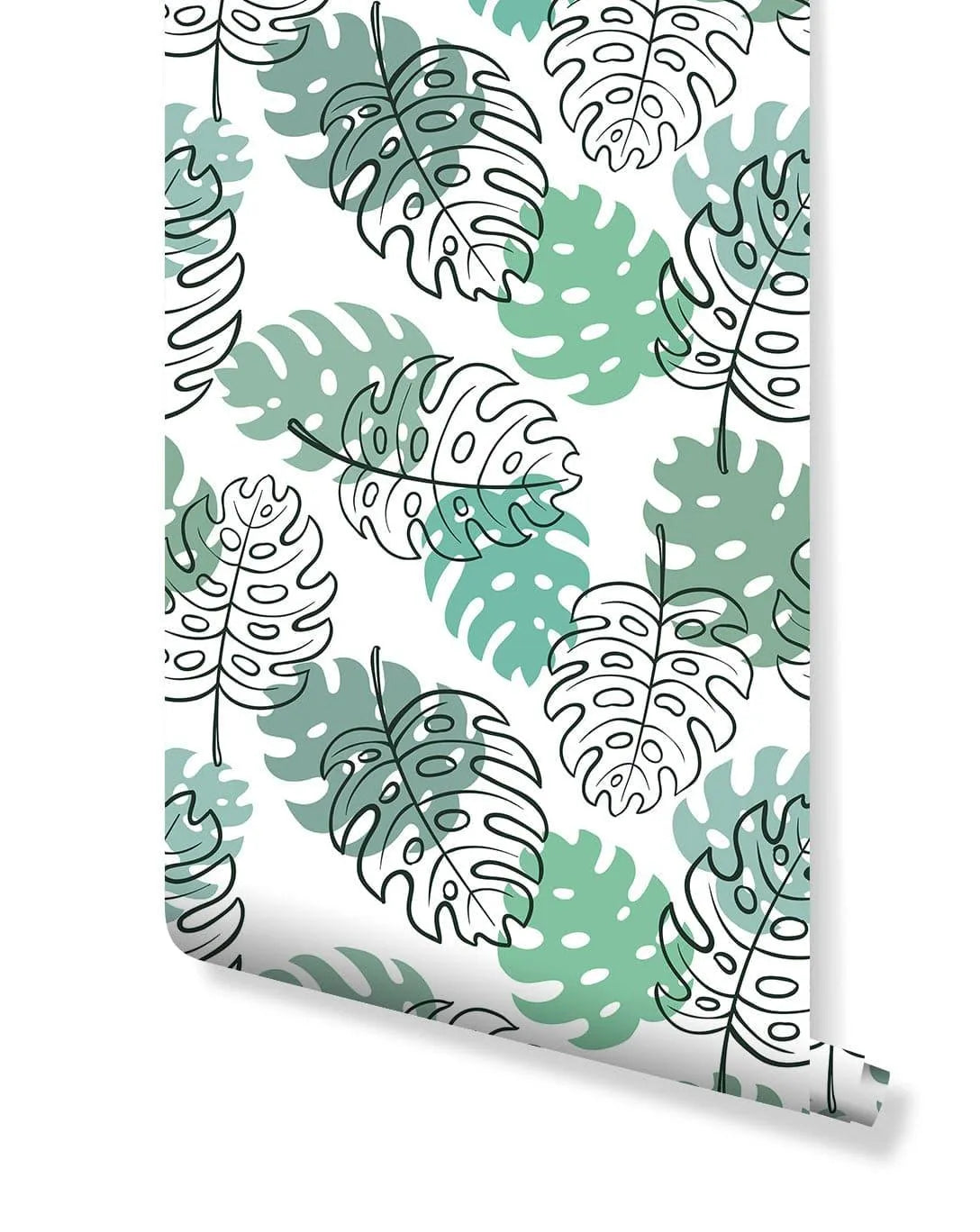 Monstera Palm Leaves Sketch Removable Wallpaper