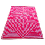 Contemporary Hot Pink Geometric Hand Tufted Wool Rug