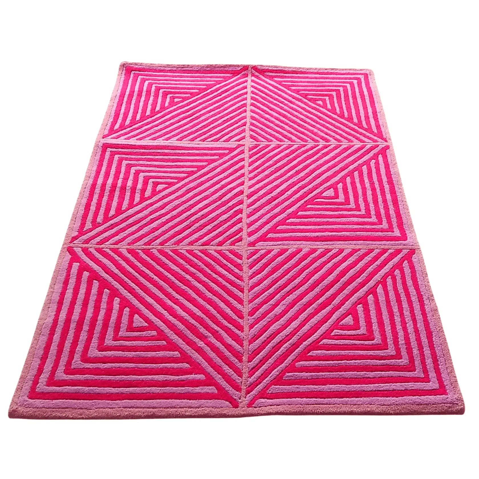 Contemporary Hot Pink Geometric Hand Tufted Wool Rug | MAIA HOMES