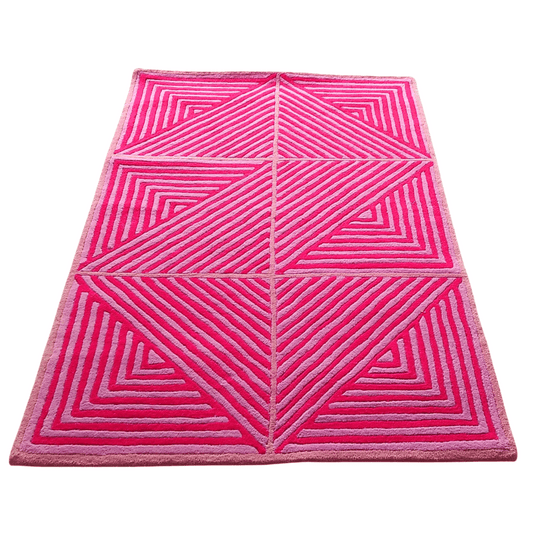 Contemporary Hot Pink Geometric Hand Tufted Wool Rug 5' x 7'6"