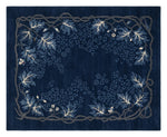 Moonlit Indigo Vine Hand Knotted Rug shown flat on a white background