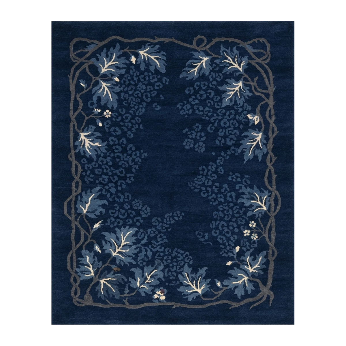 Moonlit Indigo Vine Hand Knotted Rug