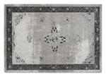 Moonlit Silver Medallion Hand Tufted Viscose Rug shown flat on a white background