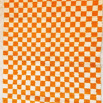 Moroccan Berber Handwoven Checker Wool Area Rug - Orange and White