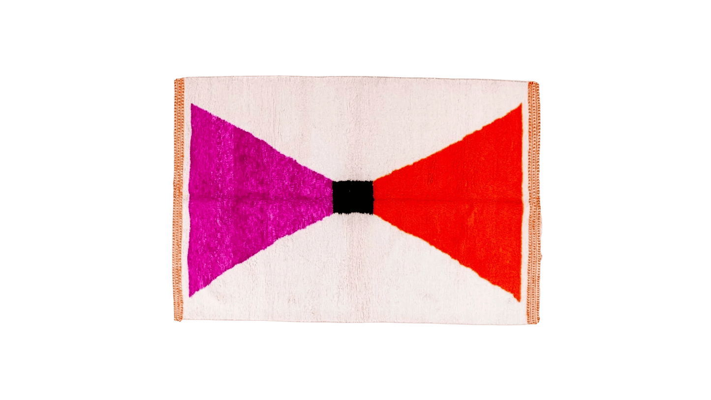 Classic Bow Moroccan Berber Handwoven Wool Area Rug - Pink