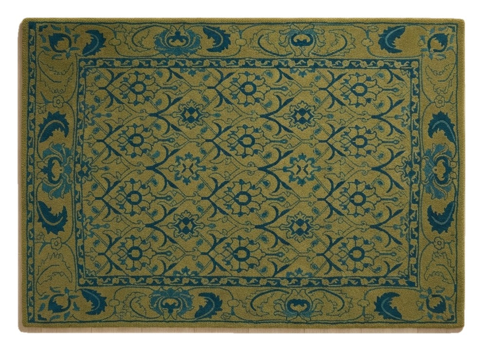 Moss Arabesque Tapestry Hand Tufted Rug shown flat on a white background