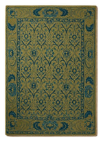 Moss Arabesque Tapestry Hand Tufted Rug — olive, moss green, teal traditional rug by Maia Homes on a white background