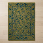 Moss Arabesque Tapestry Hand Tufted Rug — olive, moss green, teal traditional rug by Maia Homes