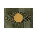 Moss Green Gold Circle Geometric Hand Tufted Wool Rug