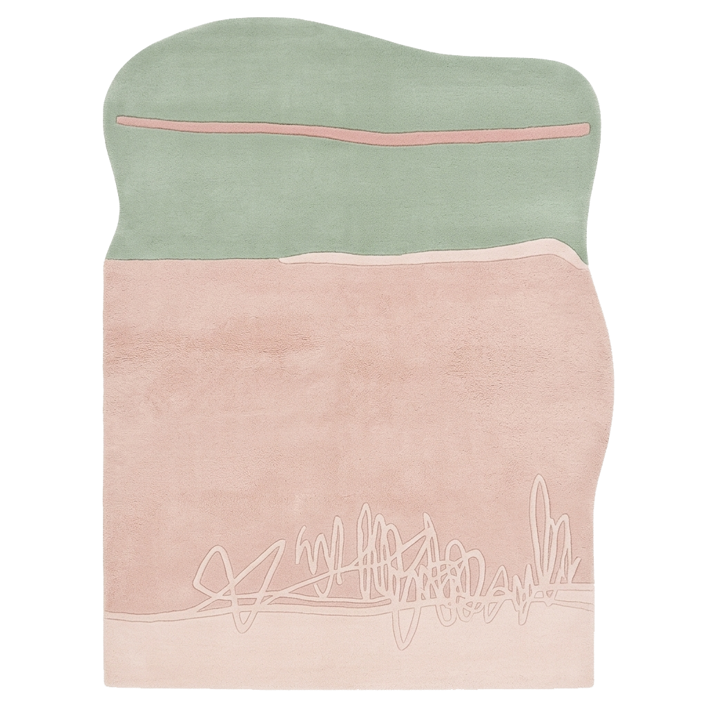 Mossy Rose Block Hand Tufted Rug