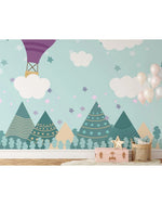 Mountain Peaks Air Balloon Kids Room Wall Mural