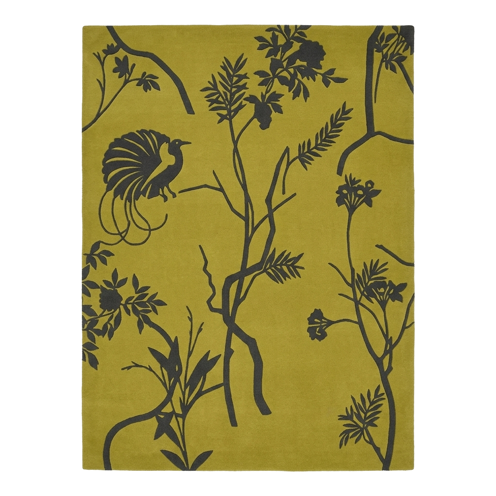 Mustard Bloom Silhouette Hand Tufted Rug