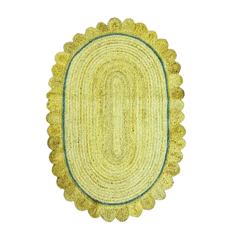 Mustard Scalloped Jute Rug
