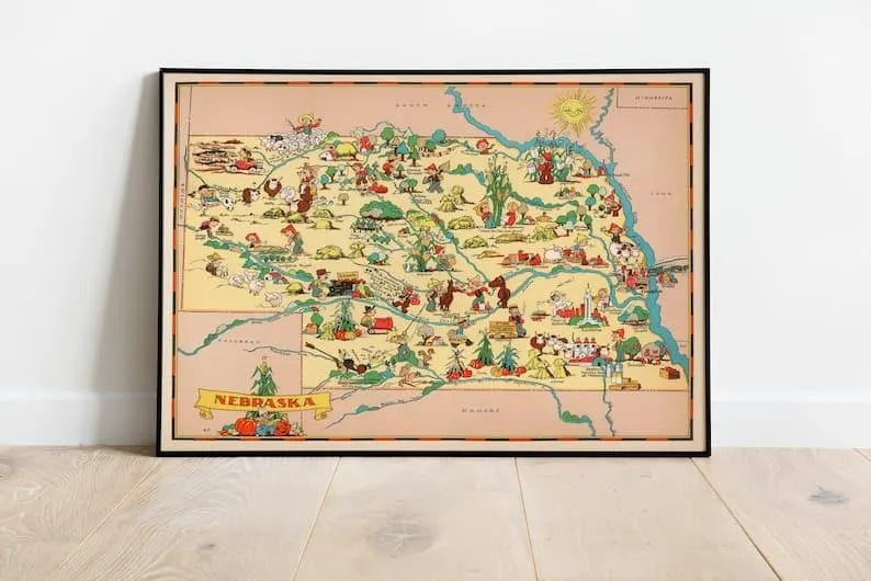 Nebraska Map Print| Art History