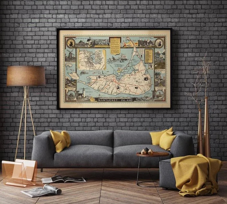 Nantucket Island Map Print| Art History