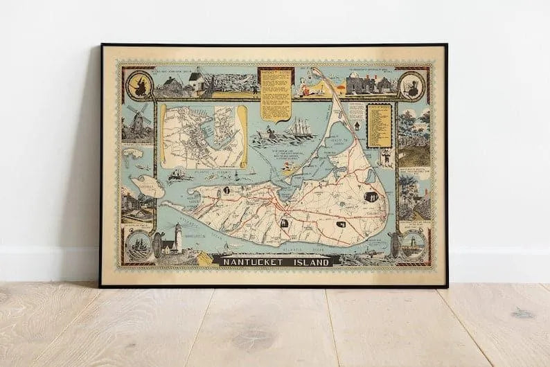 Nantucket Island Map Print| Art History