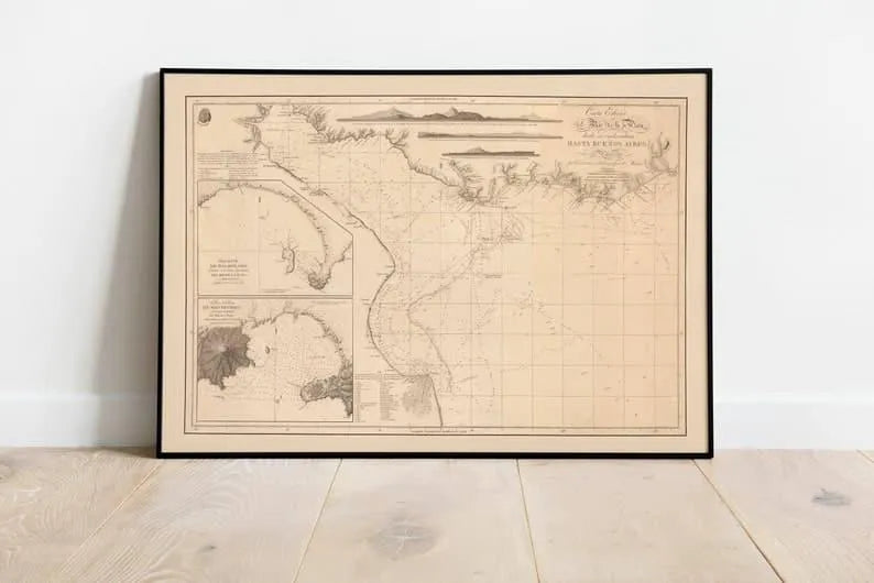 Nautical Chart of Coast of Rio de la Plata 1815| Old Map Wall Decor