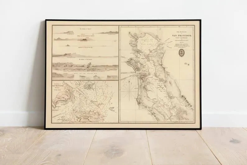 Nautical Chart of San Francisco Bay 1833| Old Map Wall Decor