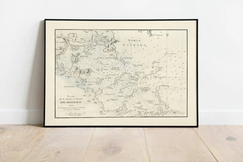 Nautical Chart of the Port of Boston Bay 1818| Old Map Wall Decor