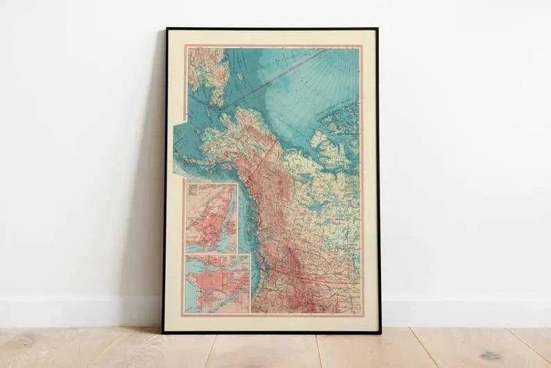 Map of Western Canada| Old Map Wall Decor