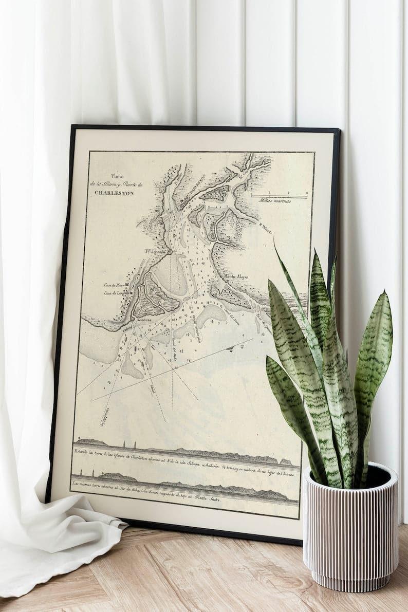 Nautical Chart of the Port of Charleston 1818| Old Map Wall Decor Nautical Chart of the Port of Charleston 1818| Old Map Wall Decor Nautical Chart of the Port of Charleston 1818| Old Map Wall Decor 