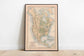 Map of Mountains, Lakes and Valleys of North America 1852| Map Wall Decor