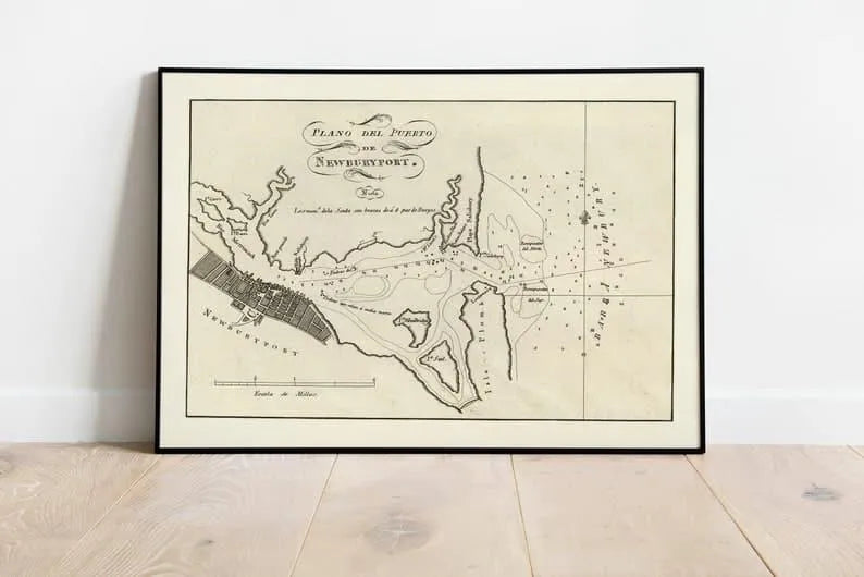 Nautical Chart of the Port of Newburyport 1818| Old Map Wall Decor