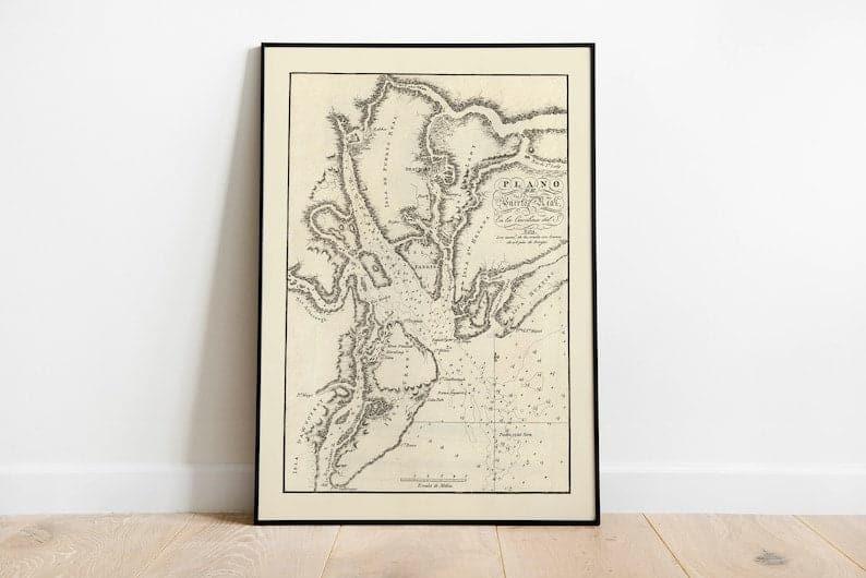 Nautical Chart of the Port of Royal Sound 1818| Old Map Wall Decor 