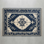 Navy Caucasian Crest Hand Knotted Rug — navy, cream, blue tribal rug by Maia Homes