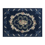 Navy Rose Garland Hand Knotted Rug - alternate view