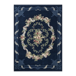 Navy Rose Garland Hand Knotted Rug