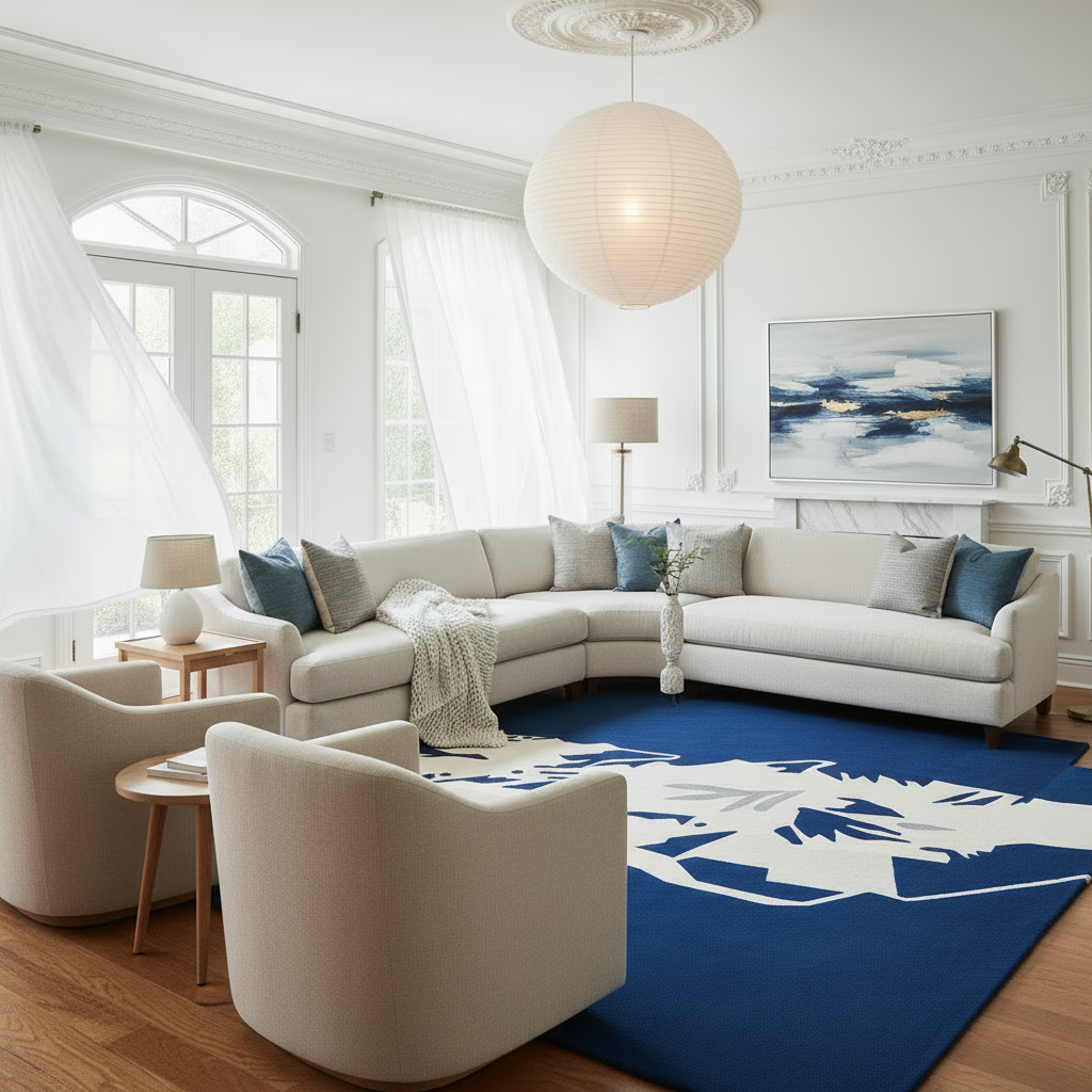 Navy Horizon Square Hand Tufted Rug