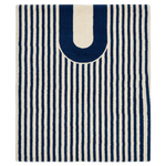 Navy Stripe Form Hand Knotted Rug