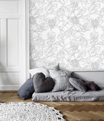 Neutral Minimalist Floral Peony Wallpaper