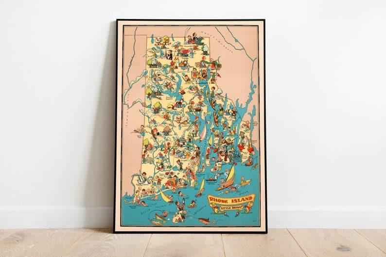 Nevada Map Print| Art History Nevada Map Print| Art History Rhode Island Map Print| Fine Art Prints 