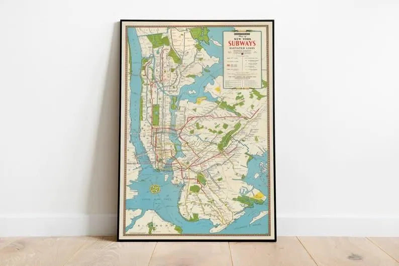 New York Map Print| Art History