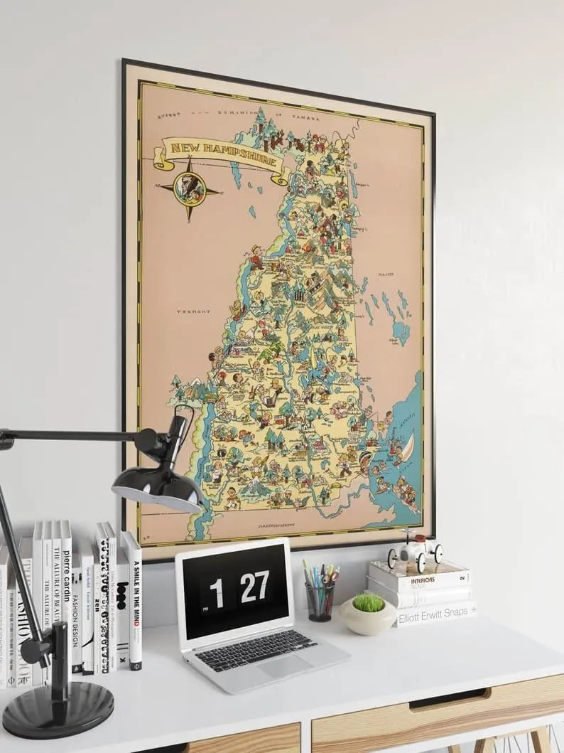 New Hampshire Map Print| Art History