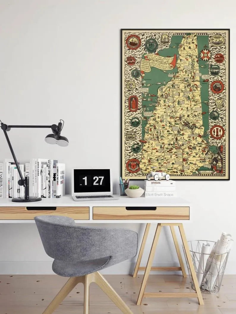 New Hampshire Map Print| Art History