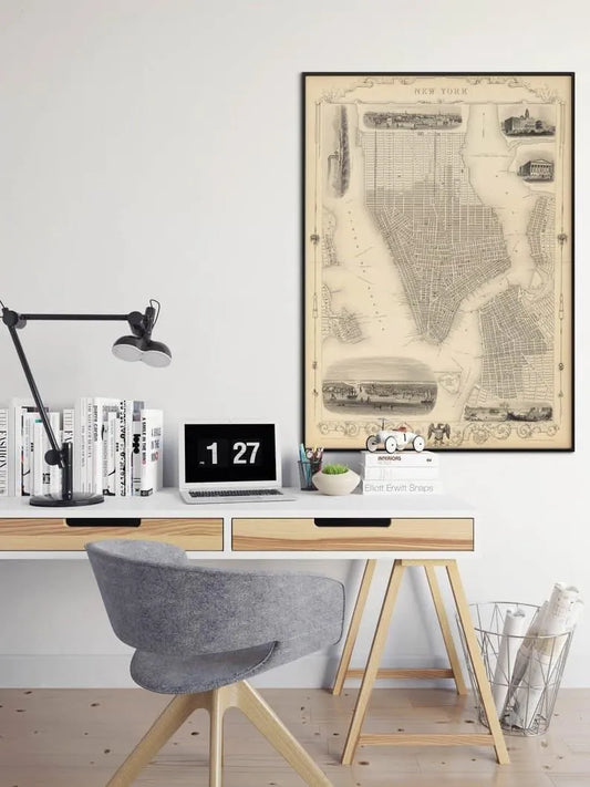 New York City Map Wall Print| Framed Map Wall Decor