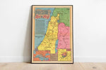 Palestine Map Print| Art History| 1945 Palestine Map