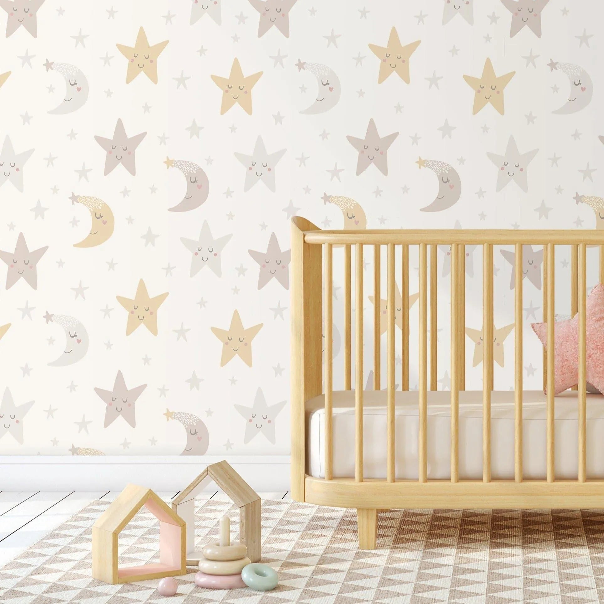 Night Sky Moon and Stars Nursery Removable Wallpaper