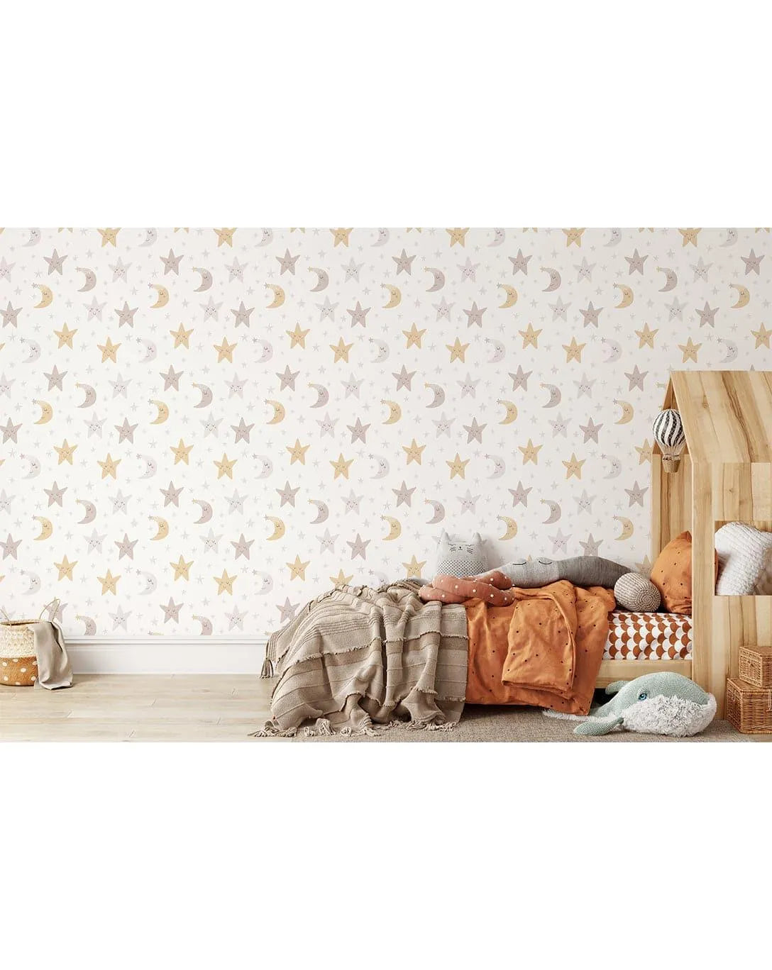 Night Sky Moon and Stars Nursery Removable Wallpaper