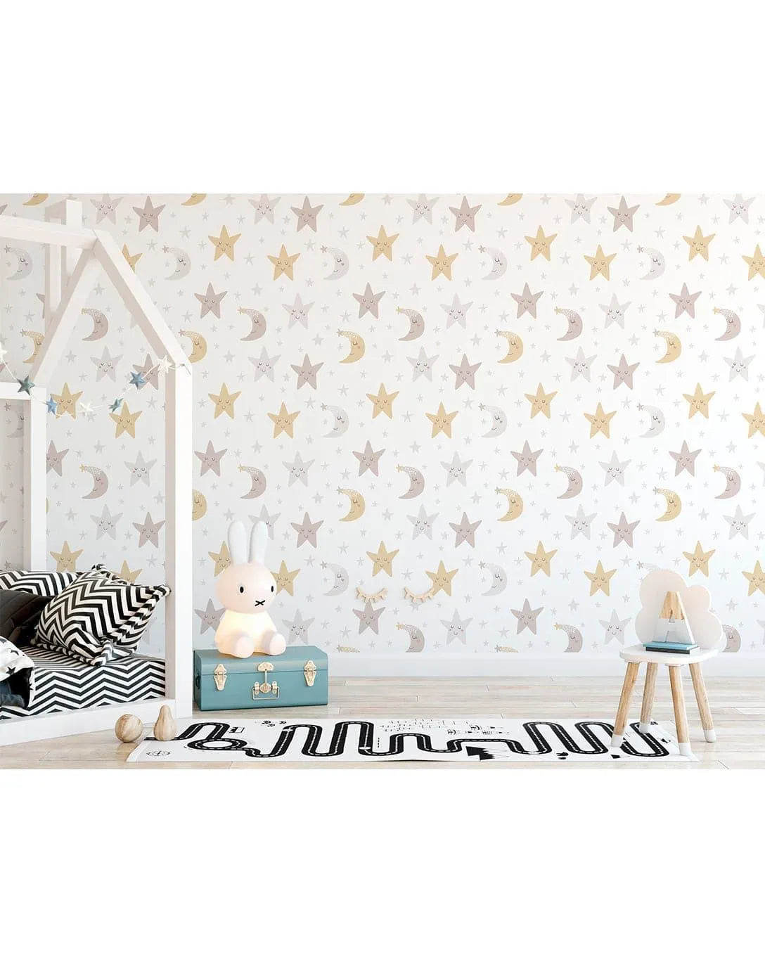 Night Sky Moon and Stars Nursery Removable Wallpaper