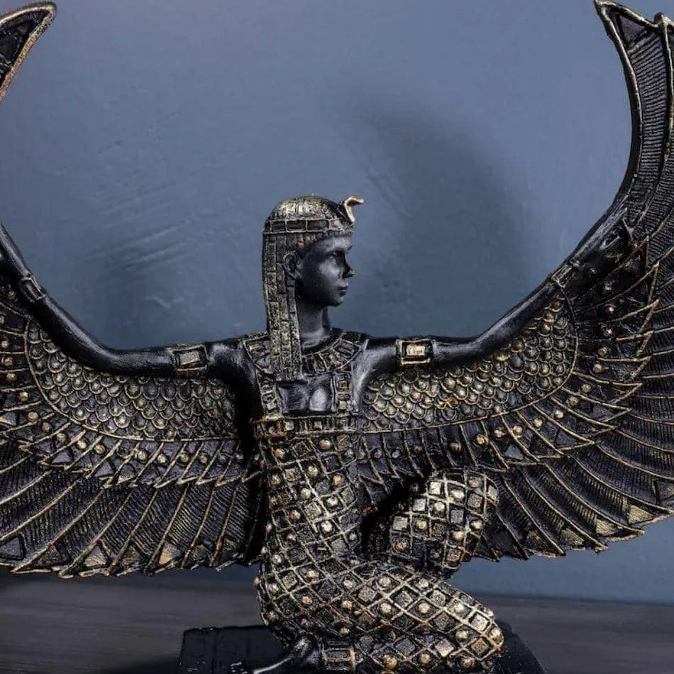 Noir Egyptian Goddess Isis Wing Sculpture