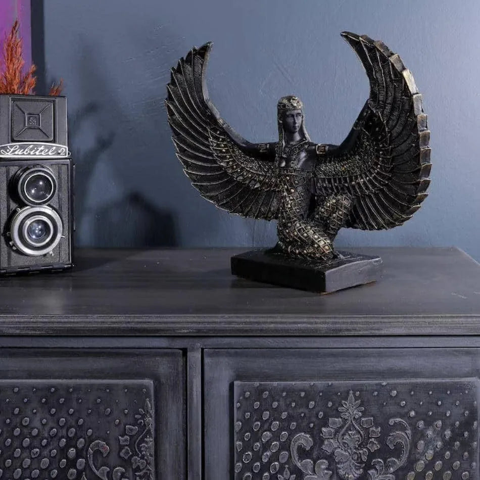 Noir Egyptian Goddess Isis Wing Sculpture