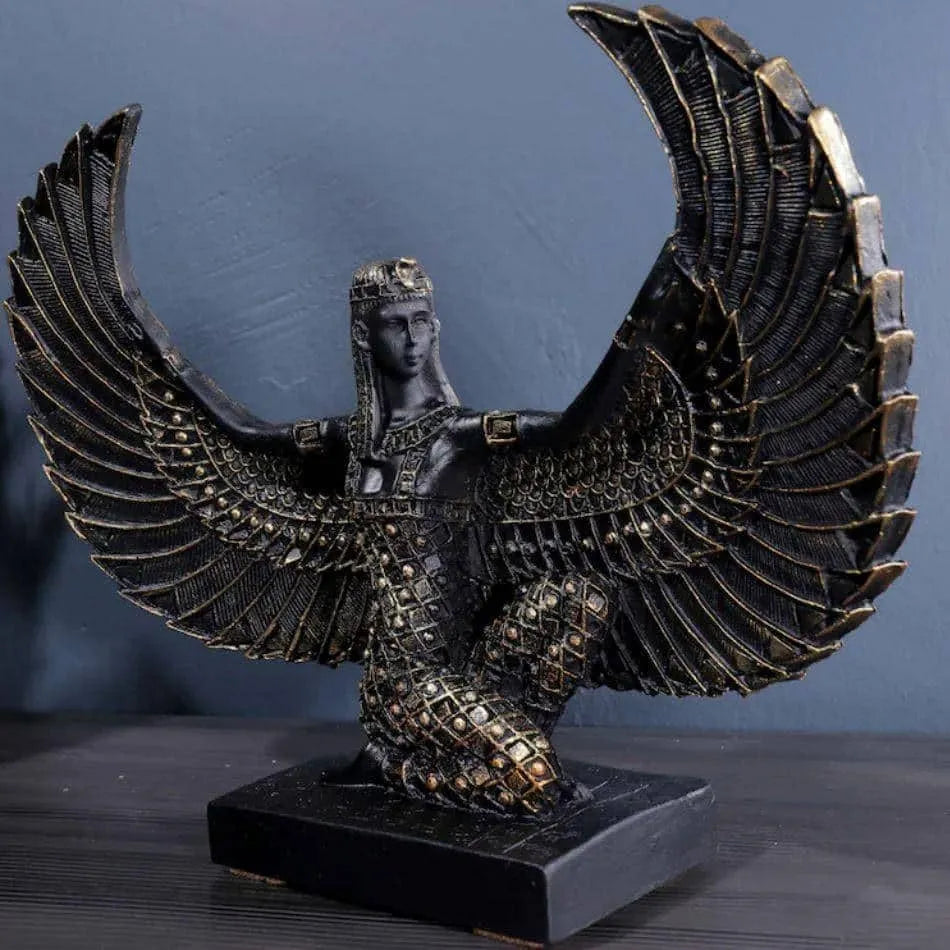 Noir Egyptian Goddess Isis Wing Sculpture